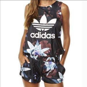 Adidas | Bold Trefoil Black floral Romper